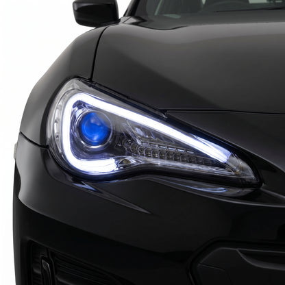 Subaru BRZ ZC6 (2012 - 2021) Black 3D Light Bar DRL & Full LED Dual Beam With Sequential Indicator Headlights LH + RH