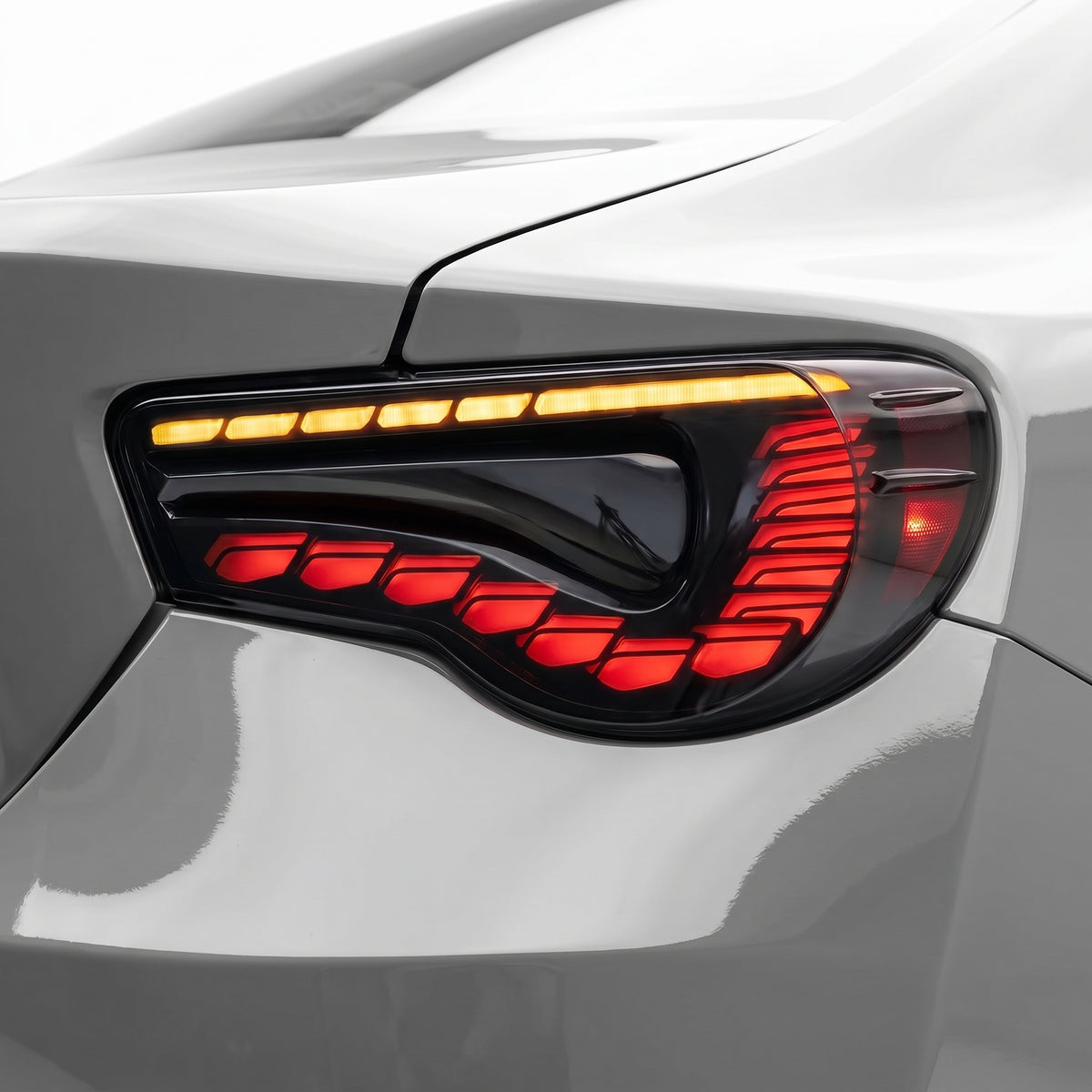 Subaru BRZ (2013 - 2020) Sequential Smoked Tail Lights LH + RH installed close-up