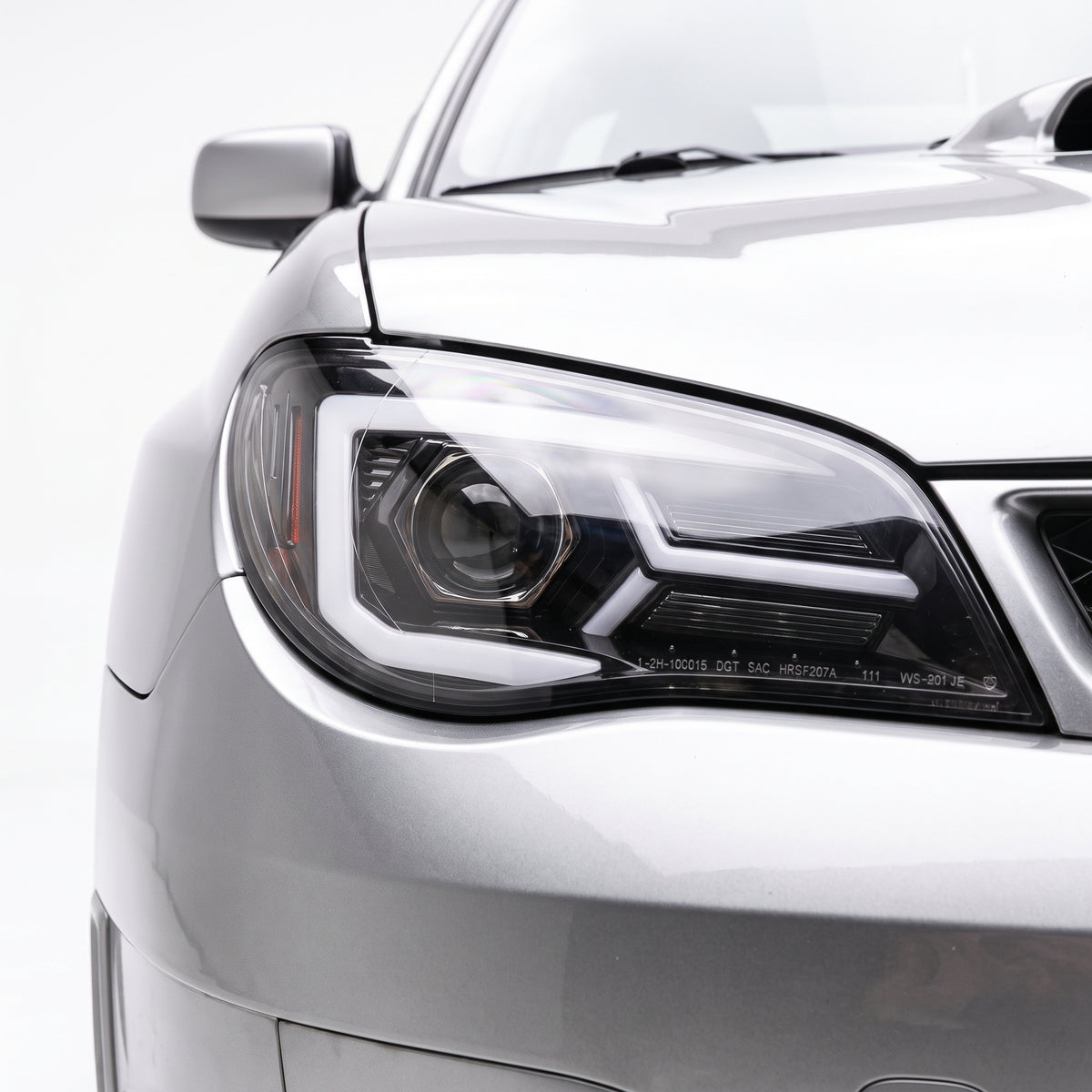 Subaru Impreza GD WRX Hawk Eye (2006 - 2007) Sequential Projector Headlights LH + RH installed close-up