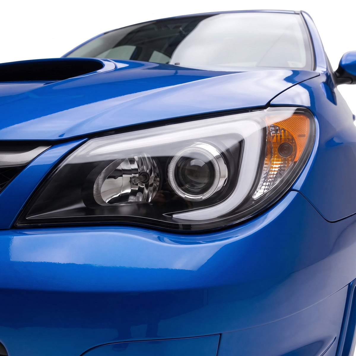 Subaru Impreza GR (2007 - 2013) Halogen Model LED 3D DRL Projector Headlights LH + RH installed close-up