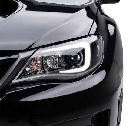 Subaru Impreza WRX STI (2007 - 2013) LED 3D Stripe Bar DRL Projector Headlights LH + RH installed