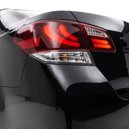 Subaru Liberty BM GEN 5 (2009 - 2014) Crystal-Eye Clear Red Sequential Full LED Tail Lights LH + RH installed close-up