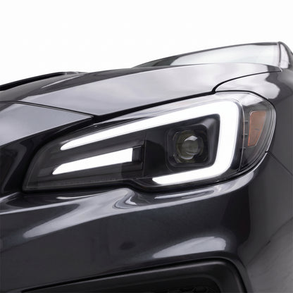 Subaru WRX VA STI (2014 - 2021) Full LED DRL & Sequential Indicator Projector Headlights LH + RH installed close-up