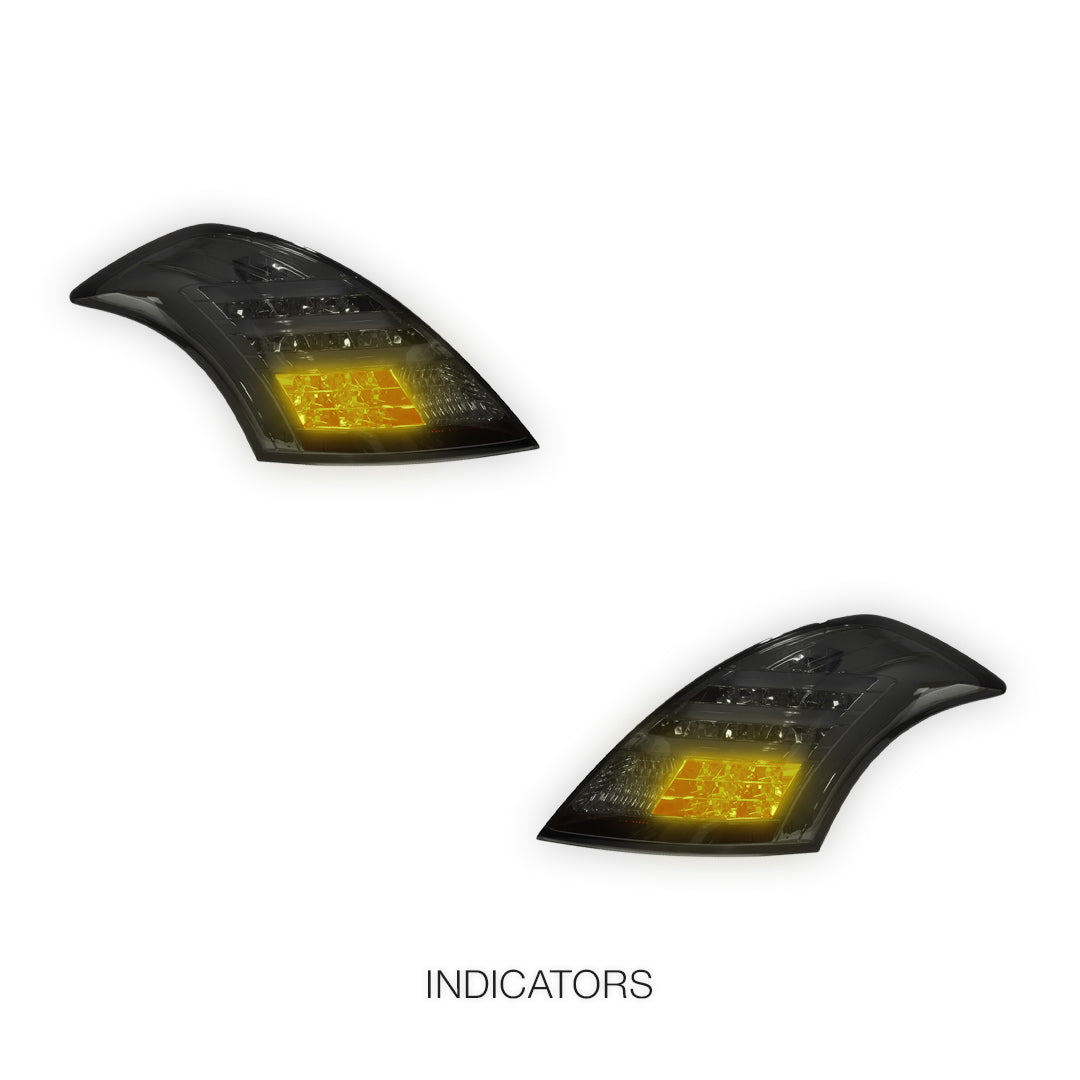 Suzuki Swift FZ (2011 - 2017) Sequential Full Smoked 3D Stripe LED Tail Lights LH + RH