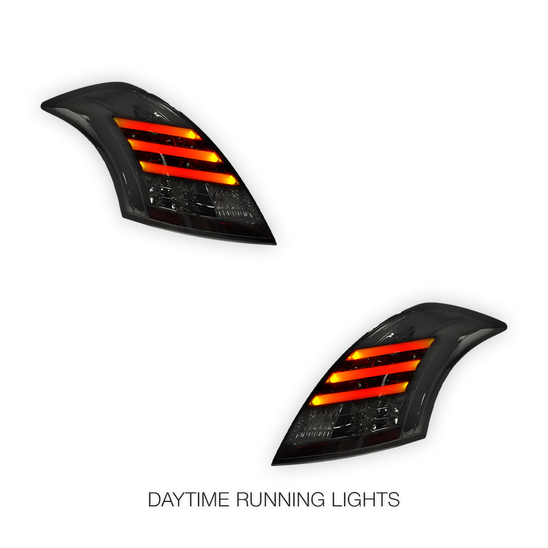Suzuki Swift FZ (2011 - 2017) Sequential Smoked 3D Stripe LED Tail Lights LH + RH