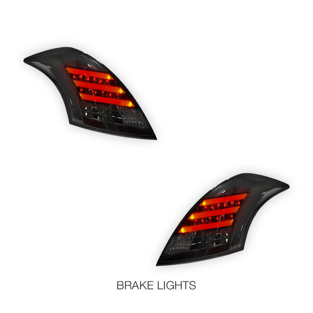 Suzuki Swift FZ (2011 - 2017) Sequential Smoked 3D Stripe LED Tail Lights LH + RH