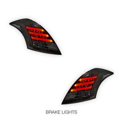 Suzuki Swift FZ (2011 - 2017) Sequential Smoked 3D Stripe LED Tail Lights LH + RH
