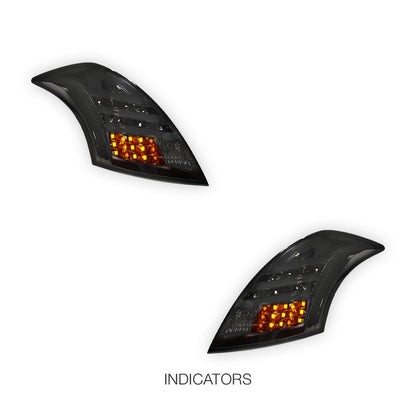 Suzuki Swift FZ (2011 - 2017) Sequential Smoked 3D Stripe LED Tail Lights LH + RH