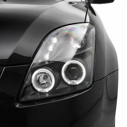 Suzuki Swift EZ (2004 - 2010) Black LED Angel Eyes Projector Headlights LH + RH