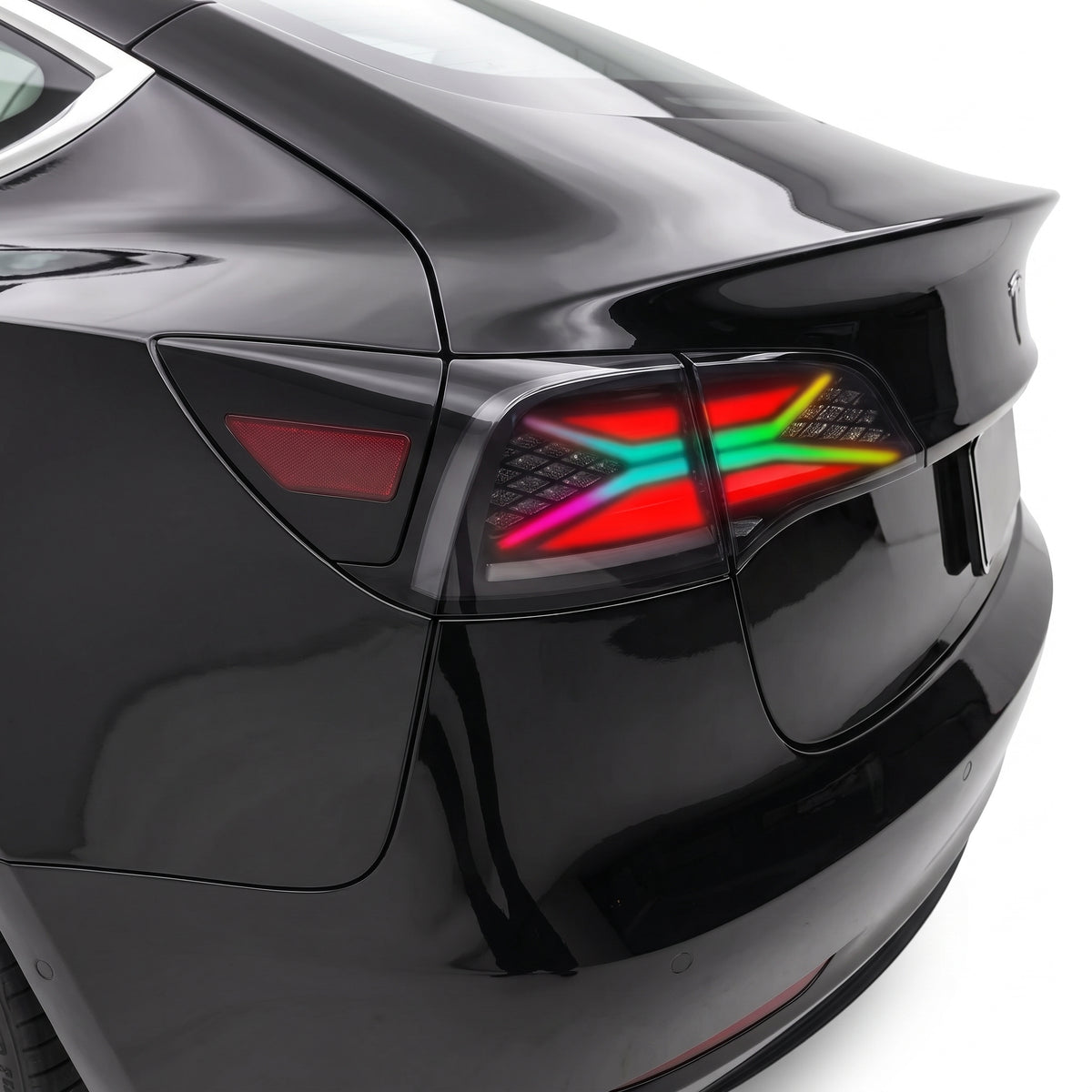 Tesla Model 3 Sedan (2019 - 2023) Sequential RGB Tail Lights LH + RH installed close-up