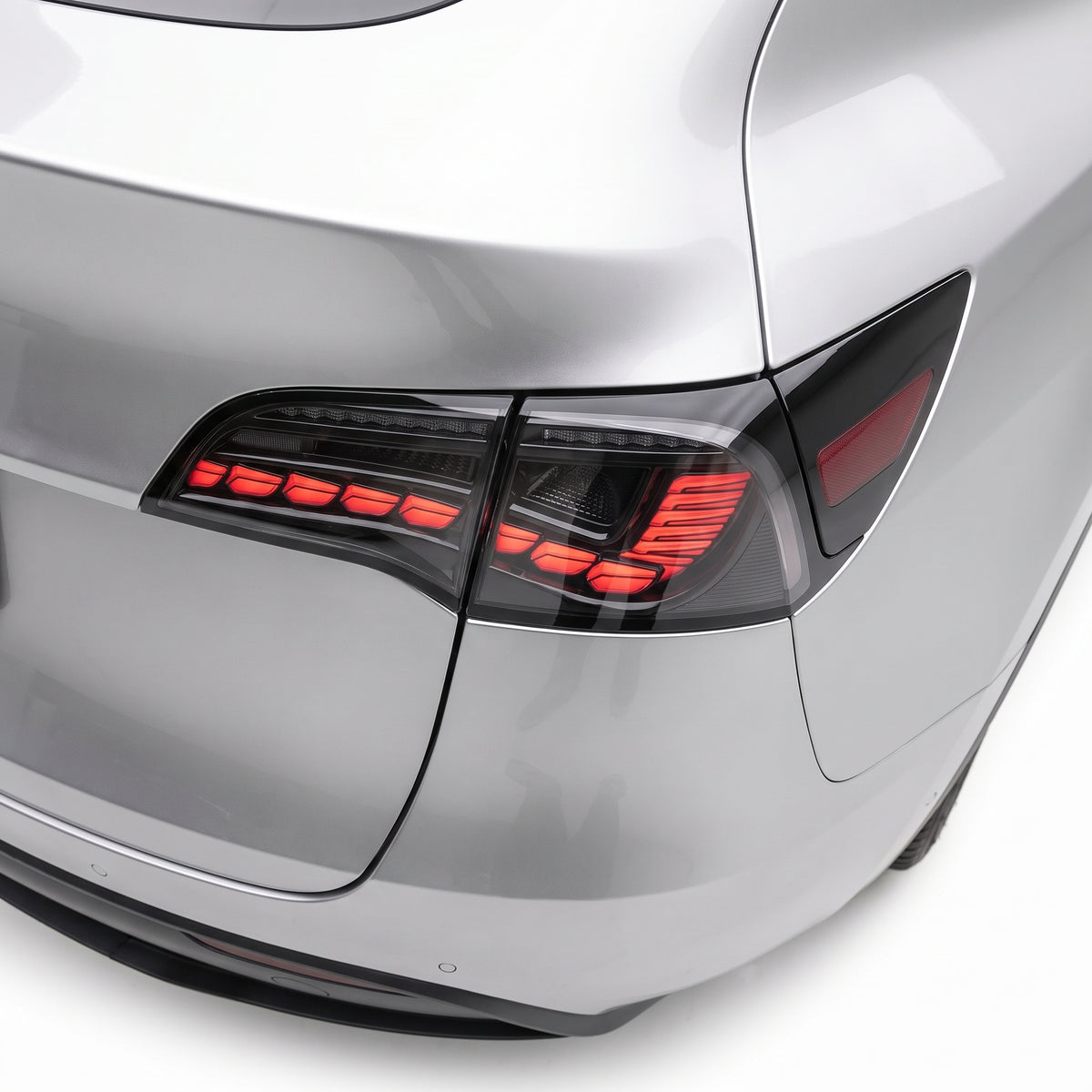 Tesla Model Y SUV (2022) Sequential Clear Tail Lights LH + RH installed close-up