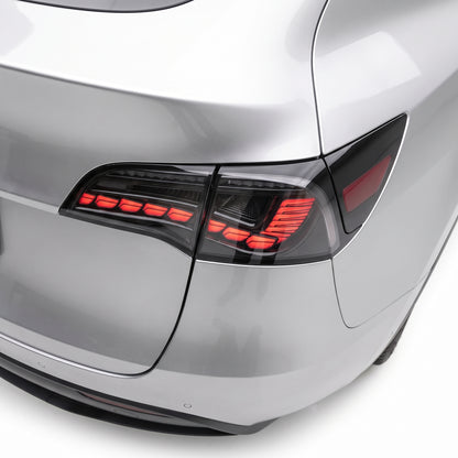 Tesla Model Y SUV (2022) Sequential Clear Tail Lights LH + RH installed close-up