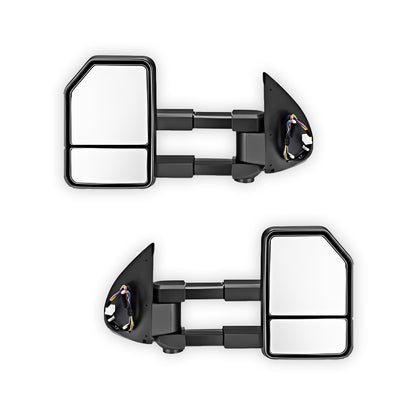 Toyota HiLux N70 (2005 - 2015) Black Electric LED Indicators Extendable Towing Side Mirrors LH + RH