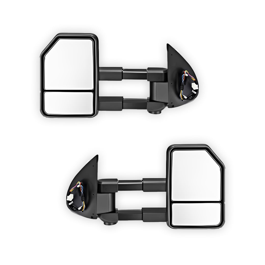 Toyota HiLux N80 (2015 - 2021) Black Electric LED Indicators Extendable Towing Side Mirrors LH + RH