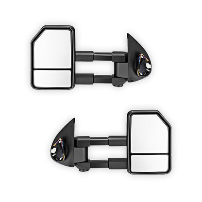 Toyota HiLux N80 (2015 - 2021) Black Electric LED Indicators Extendable Towing Side Mirrors LH + RH