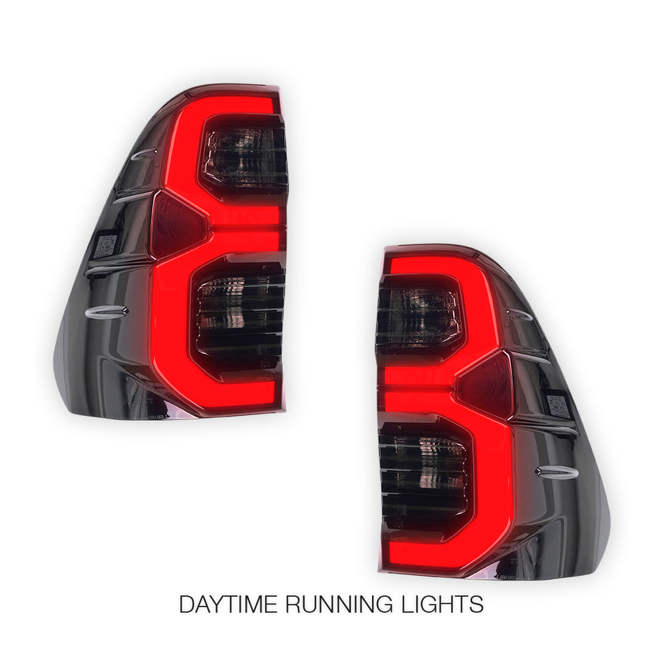 Toyota HiLux GUN126 / GUN136 (2020 - 2025) Black LED Tail Lights LH + RH