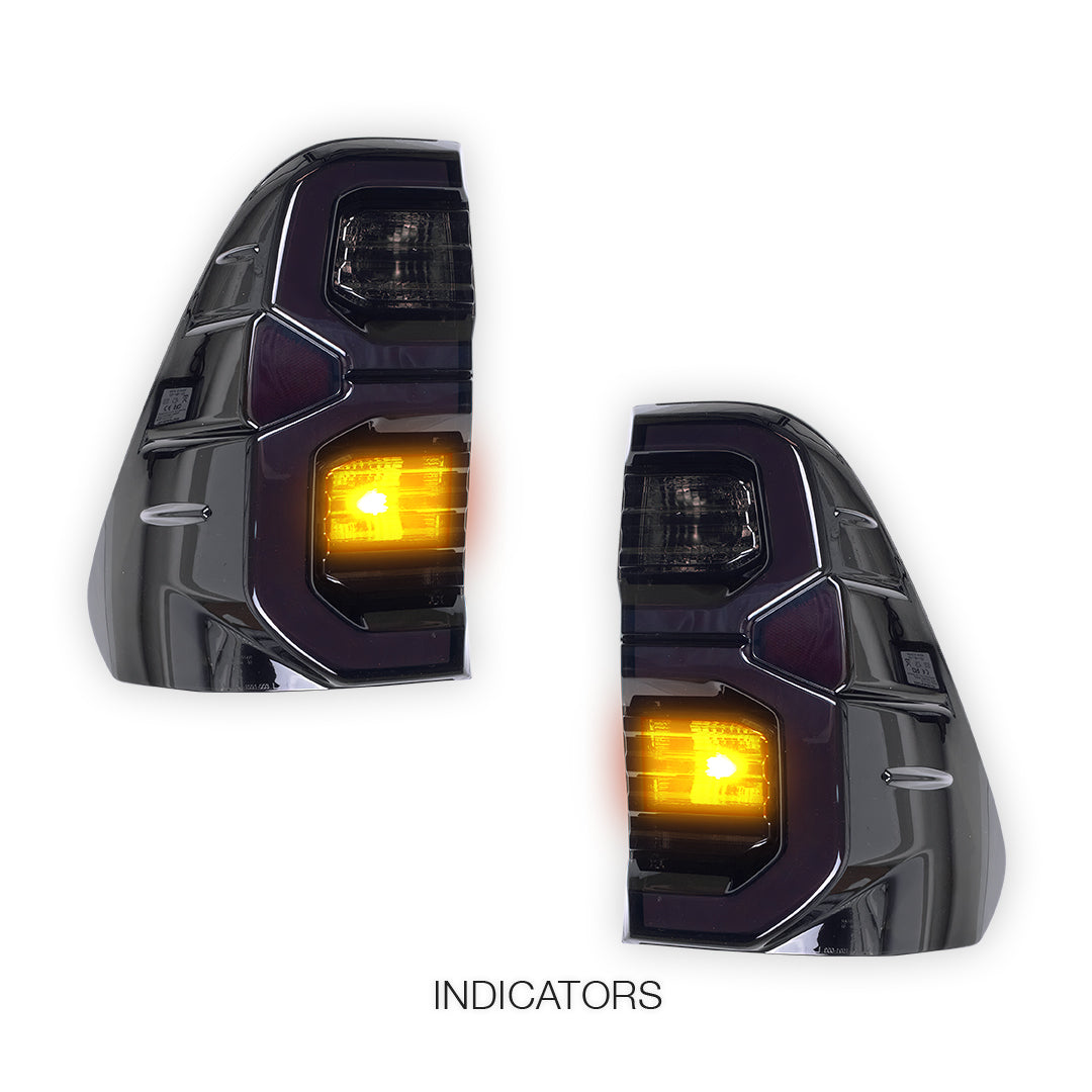 Toyota HiLux GUN126 / GUN136 (2020 - 2025) Black LED Tail Lights LH + RH