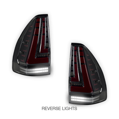 Toyota LandCruiser Prado 120 Series (2003 - 2009) Sequential Smoked Black Full LED Tail Lights LH + RH