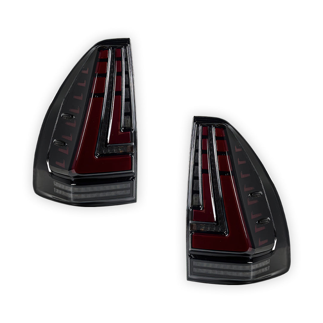 Toyota LandCruiser Prado 120 Series (2003 - 2009) Sequential Smoked Black Full LED Tail Lights LH + RH
