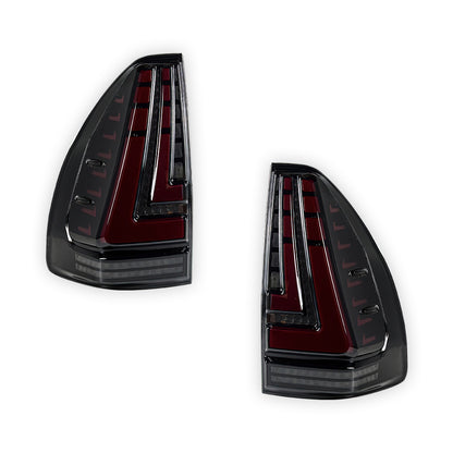Toyota LandCruiser Prado 120 Series (2003 - 2009) Sequential Smoked Black Full LED Tail Lights LH + RH