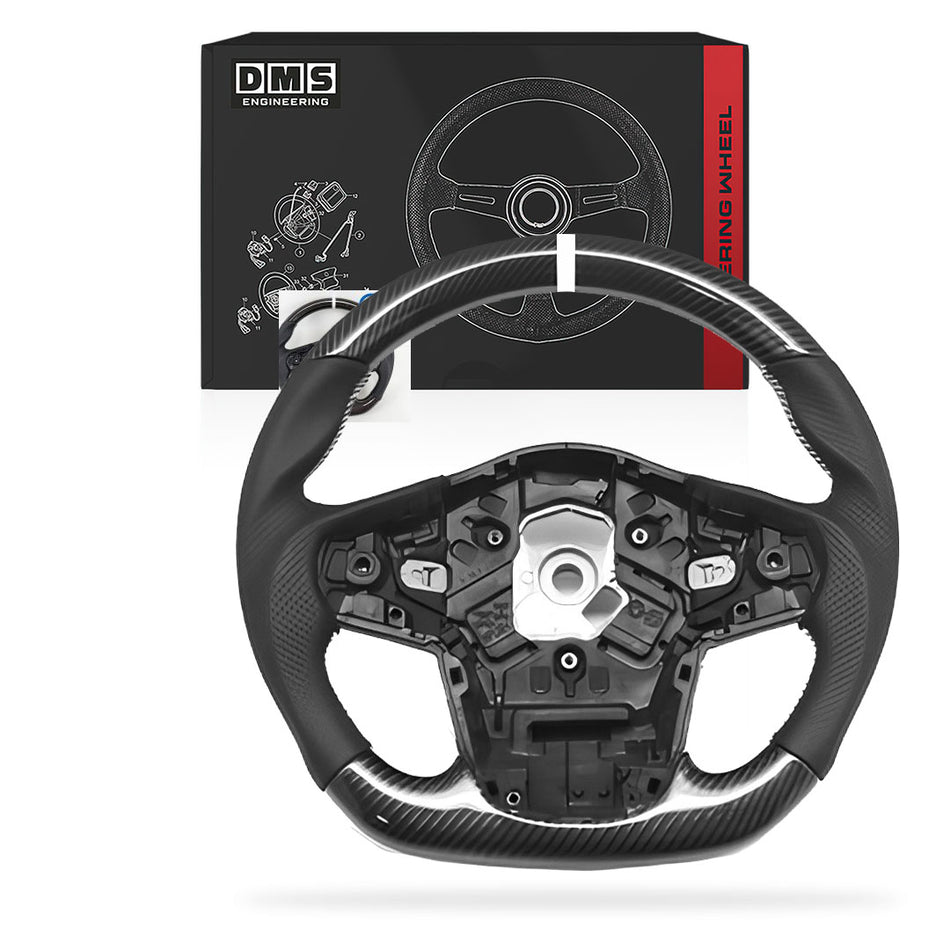 Toyota Supra A90 (2019 - 2024) Carbon Fibre Leather White Line/ Stitching Steering Wheel