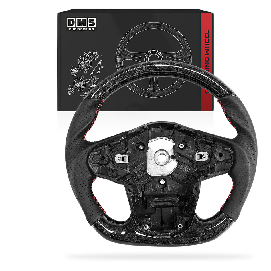 Toyota Supra A90 (2019 - 2024) Forged Carbon CF Leather Red Stitching Steering Wheel