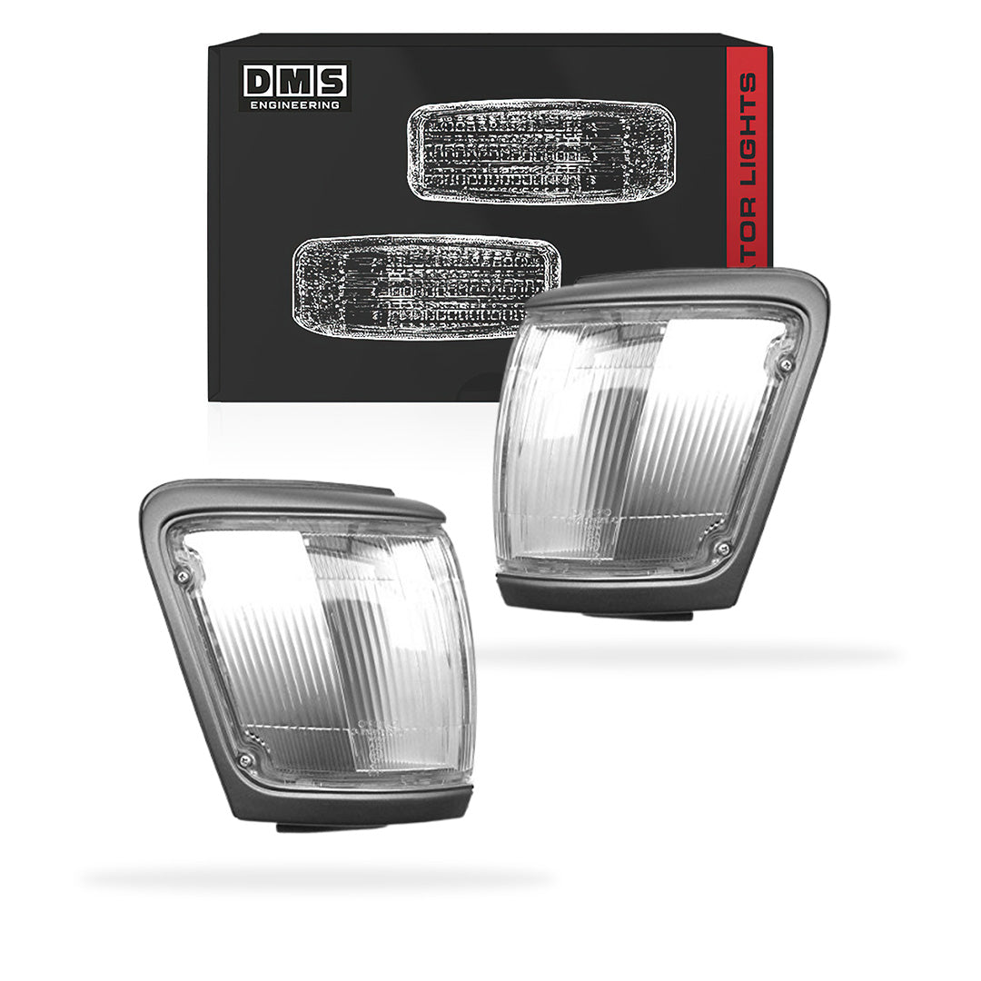 Toyota 4 Runner N120 / N130 (1989 - 1991)  Front Corner Light Indicators Grey Trim Flat Lens Fit