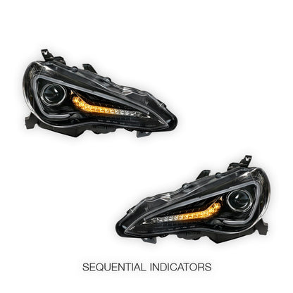 Toyota 86 ZN6 GT / GTS (2012 - 2021) Sequential Black 3D Light Bar DRL & Full LED Dual Beam Headlights LH + RH