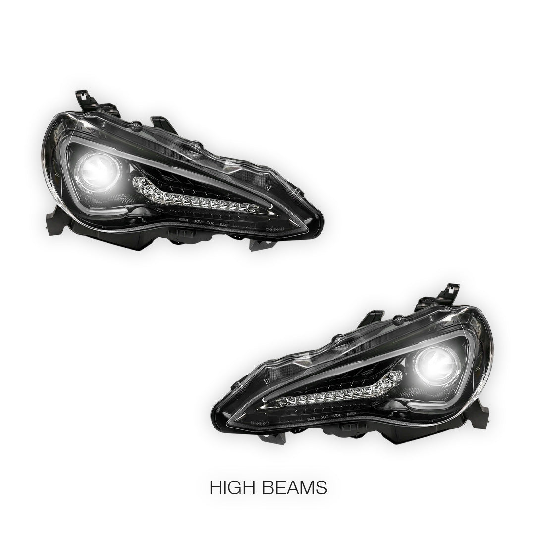 Toyota 86 ZN6 GT / GTS (2012 - 2021) Sequential Black 3D Light Bar DRL & Full LED Dual Beam Headlights LH + RH