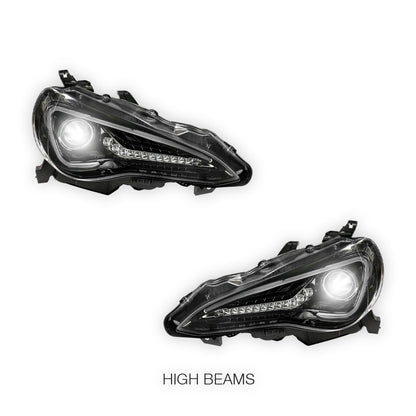 Toyota 86 ZN6 GT / GTS (2012 - 2021) Sequential Black 3D Light Bar DRL & Full LED Dual Beam Headlights LH + RH