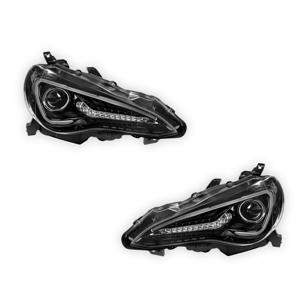 Toyota 86 ZN6 GT / GTS (2012 - 2021) Sequential Black 3D Light Bar DRL & Full LED Dual Beam Headlights LH + RH