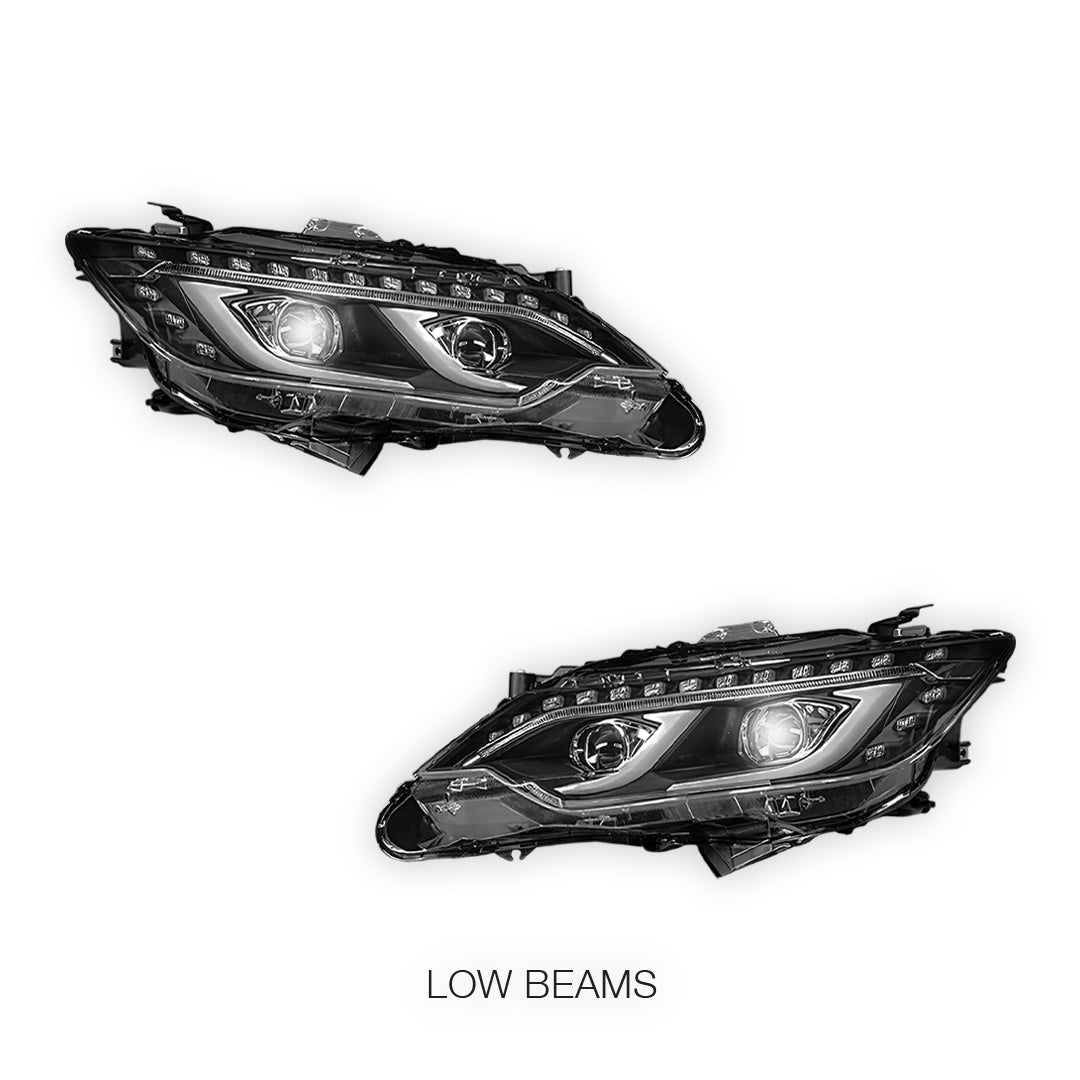 Toyota Camry XV50 USA Spec (2012 - 2017) Black 3D LED DRL Dual Projector With Sequential Indicators Headlights LH + RH