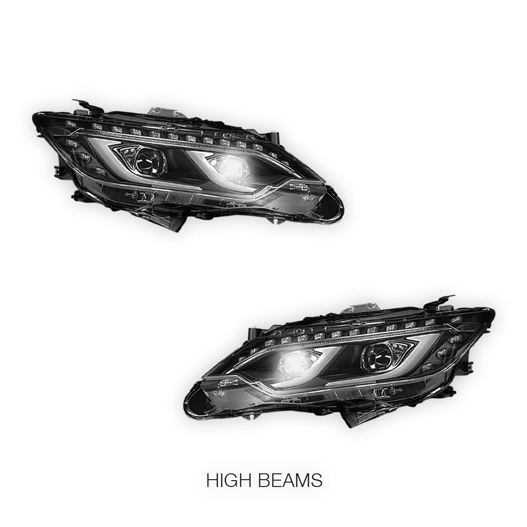 Toyota Camry XV50 USA Spec (2012 - 2017) Black 3D LED DRL Dual Projector With Sequential Indicators Headlights LH + RH