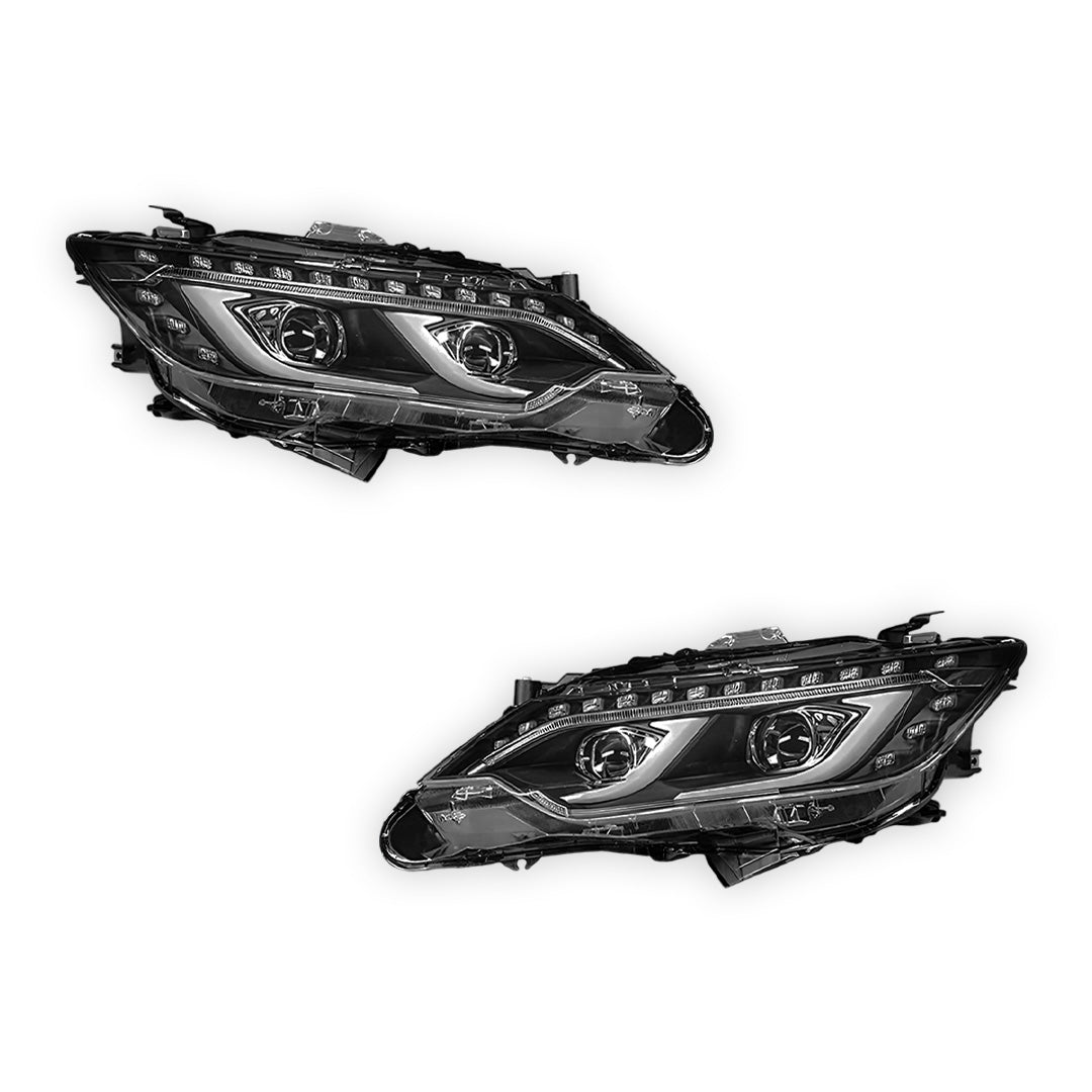 Toyota Camry XV50 USA Spec (2012 - 2017) Black 3D LED DRL Dual Projector With Sequential Indicators Headlights LH + RH