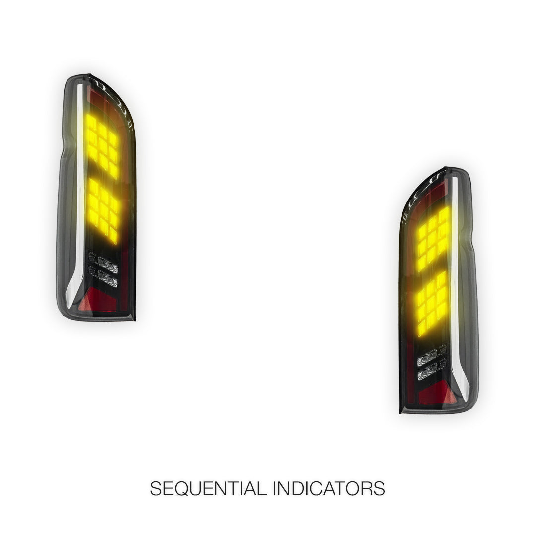 Toyota HiAce H200 (2005 - 2018) Smoked Black Full LED Tail Lights LH + RH