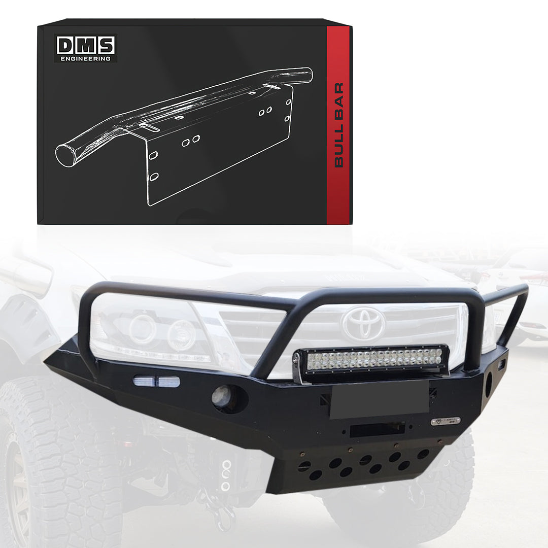 Toyota HiLux N70 Facelift (2011 - 2015) Triple Hoop Steel Bull Bar + LED Lights