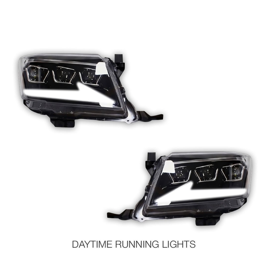 Toyota HiLux N70 Facelift (2011 - 2015) Triple Lens LED DRL Headlights LH + RH