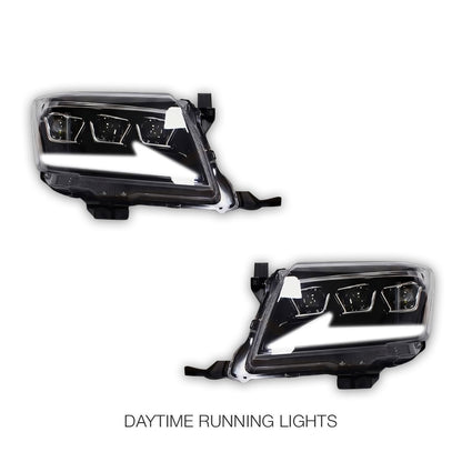 Toyota HiLux N70 Facelift (2011 - 2015) Triple Lens LED DRL Headlights LH + RH