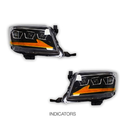 Toyota HiLux N70 Facelift (2011 - 2015) Triple Lens LED DRL Headlights LH + RH