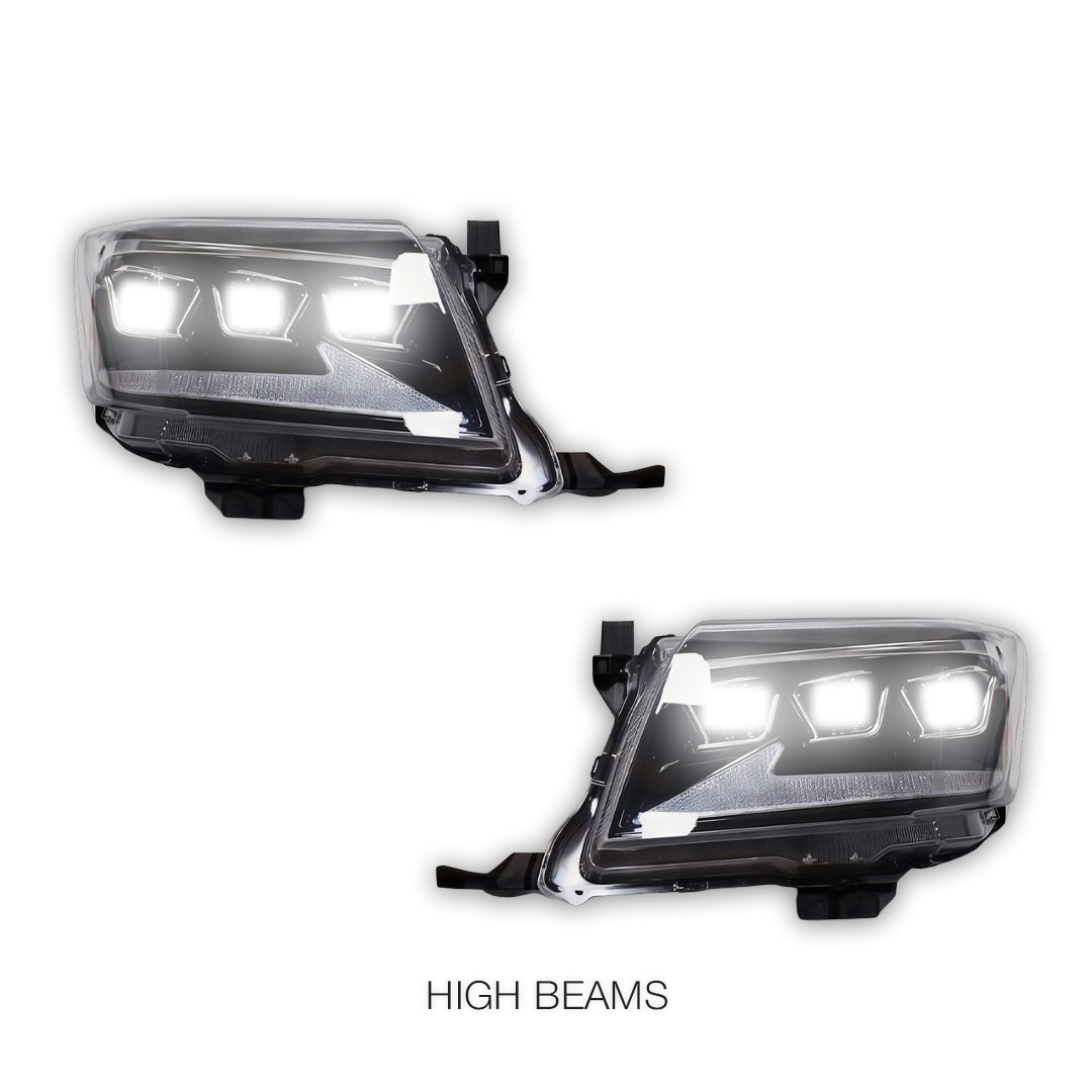 Toyota HiLux N70 Facelift (2011 - 2015) Triple Lens LED DRL Headlights LH + RH