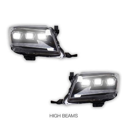 Toyota HiLux N70 Facelift (2011 - 2015) Triple Lens LED DRL Headlights LH + RH
