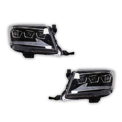 Toyota HiLux N70 Facelift (2011 - 2015) Triple Lens LED DRL Headlights LH + RH