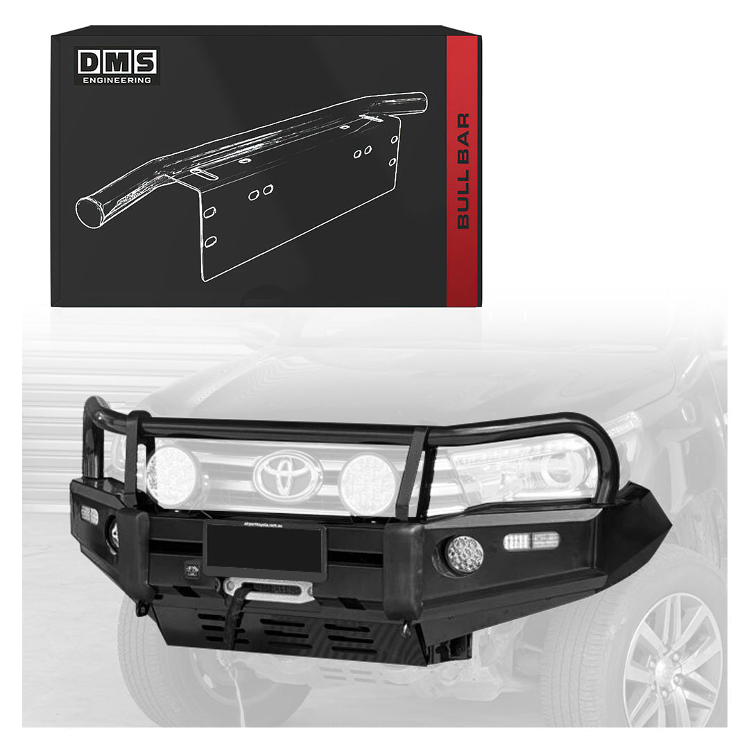 DMS Toyota HiLux N80 Revo (2015 - 2020) Triple Hoop Steel Bull Bar + LED Lights ADR Compliant