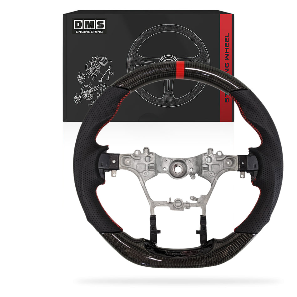 Toyota HiLux N80 (2015 - 2020) Carbon CF Leather Red Line Stitching Steering Wheel