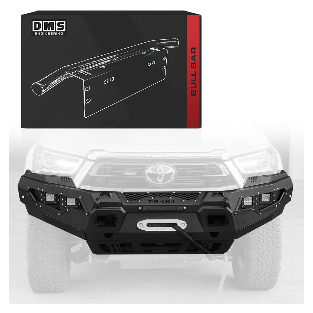 DMS Toyota HiLux N80 (2015 - 2020) No Hoop Steel Bull Bar + LED Lights ADR Compliant