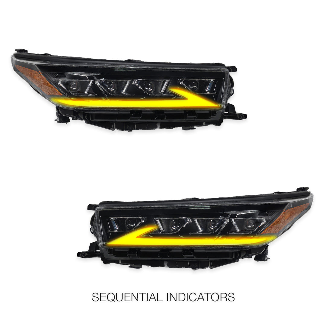 Toyota Kluger GSU50R / GSU55R (2016 - 2020) Black Full LED DRL With Sequential Indicators Headlights LH + RH