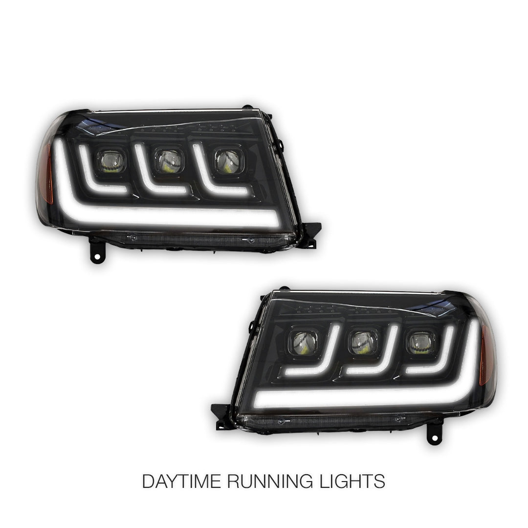 Toyota LandCruiser 100 Series (1998 - 2007) Full LED Triple Lens DRL Projector Headlights LH + RH