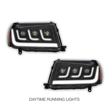 Toyota LandCruiser 100 Series (1998 - 2007) Full LED Triple Lens DRL Projector Headlights LH + RH