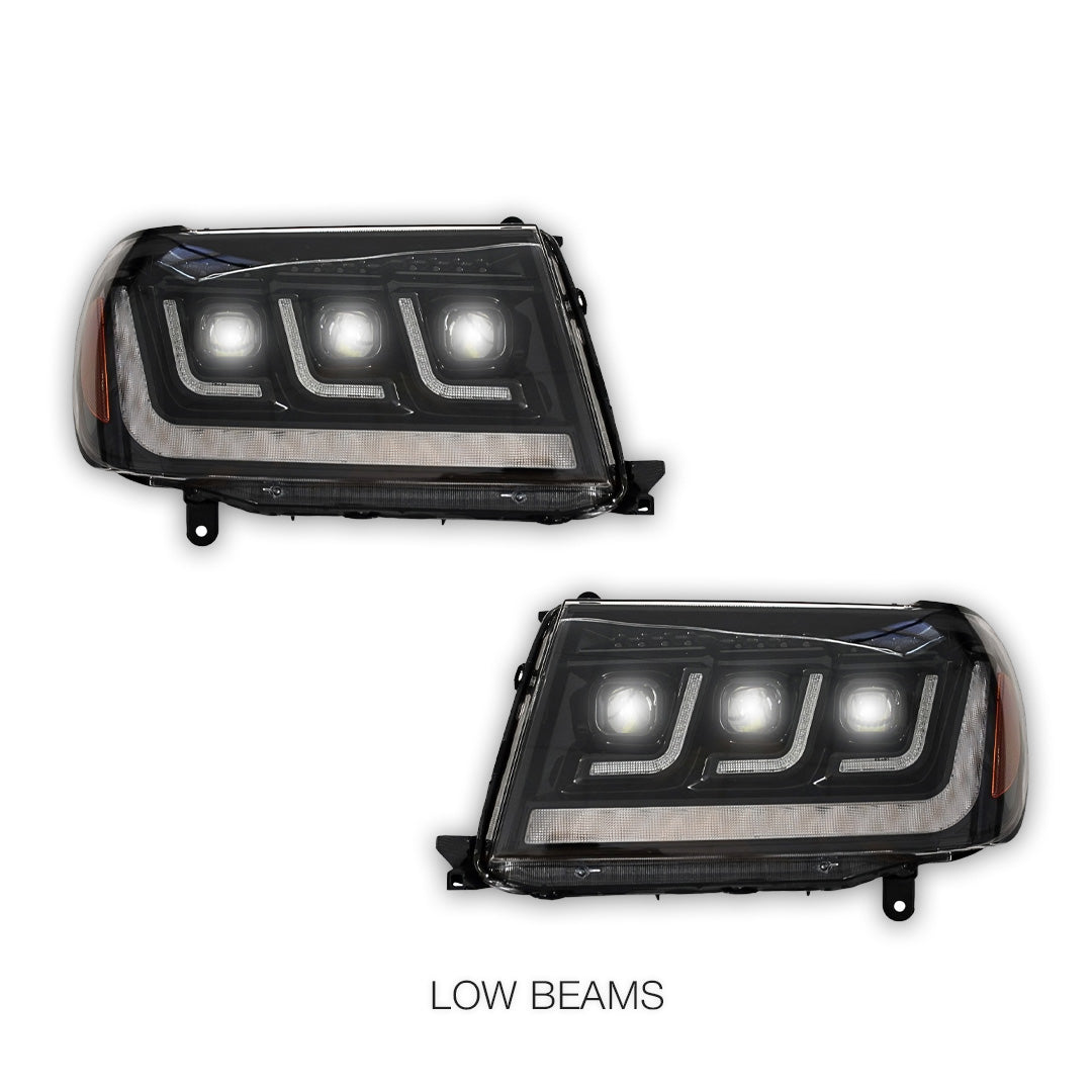 Toyota LandCruiser 100 Series (1998 - 2007) Full LED Triple Lens DRL Projector Headlights LH + RH