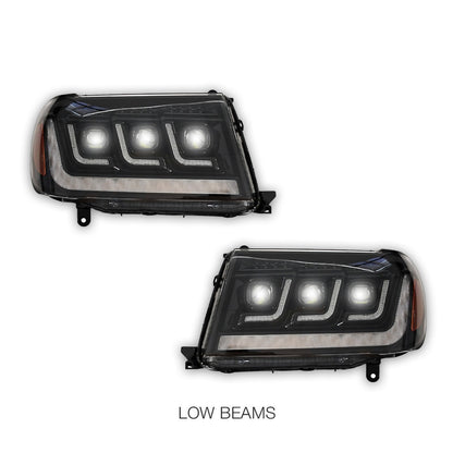 Toyota LandCruiser 100 Series (1998 - 2007) Full LED Triple Lens DRL Projector Headlights LH + RH